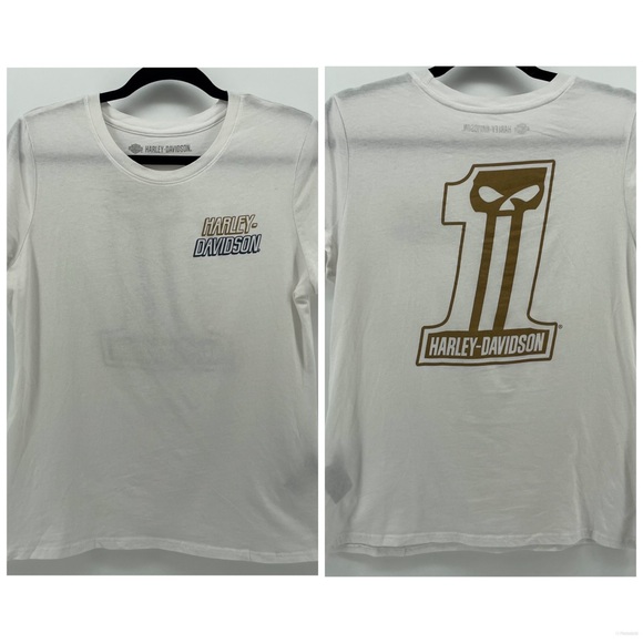 Harley Davidson Women’s Shirt White 1 Logo 100% Cotton L - Picture 1 of 9